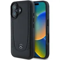 Mercedes-Benz Étui pour iPhone 16 Mercedes en cuir noir urbain