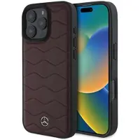 Mercedes-Benz Coque rigide en cuir Mercedes pour iPhone 16 Pro Max Rouge