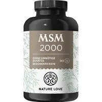 Nature Love MSM 2000 mg avec vitamine C | 365 comprimés | Approvisionnement pour 6 mois | Poudre de MSM plus compacte que celle des gélules | Fortement dosé | Végétalien