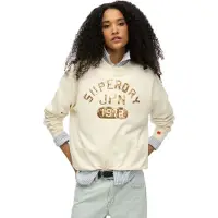 Superdry Embellished Varsity Loose Sweatshirt Beige 2XS Femme