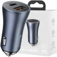 Baseus Chargeur De Voiture Golden Contactor Pro 40w 3a 1xusb-a 1xusb-c