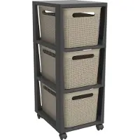 Rotho Tower Brisen - commode design 3 x 16 L avec roulettes - Cappuccino