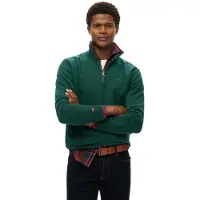Superdry Essential Logo Henley Half Zip Sweatshirt Vert S Homme