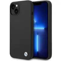 BMW Coque iPhone 14 en silicone et métal noir avec logo