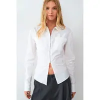 Balmohk Poplin Zipper Long Sleeve Shirt Blanc S Femme
