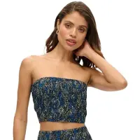 Superdry Femme Haut Bandeau à Motif Cachemire Bleu Marine Taille: 42