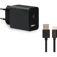 Ksix Chargeur mural + câble USB A vers USB-C USB noir