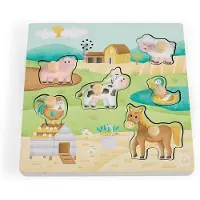 Eurekakids Friends Wooden Musical Nesting Puzzle-farm Jaune Enfants