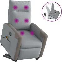 Syfax Fauteuil de massage inclinable Gris clair Tissu