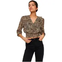 Vero Moda Pen Crop Long Sleeve Blouse Beige S Femme