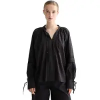 Scotch & Soda Lace And Ties Long Sleeve Blouse Noir 36 Femme