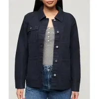 Superdry pour femme. W5011711A Veste en toile Navy Chore (L), Casuel, Coton, Manche longue, Marine