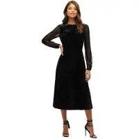 Superdry pour femme. W8011963A Robe Lace Sleeve Velvet noire (S), Fête, Velours, Manche longue