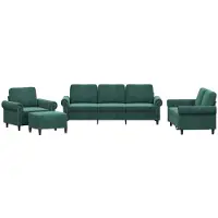 vidaXL Ensemble de canapés 4 pièces avec coussins vert foncé velours