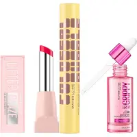 Maybelline Viral Favourites Make Up Bundle with Grippy Primer, Colossal Mascara and Lifter Glaze Lip Balm (Various Shades) - Peach Quench