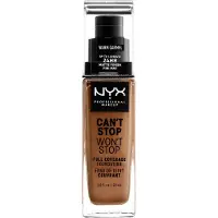 Nyx Can't Stop Won't Stop Full Coverage Foundation fond de teint haute couvrance teinte Warm Caramel 30 ml