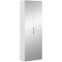 Ebuy24 ProjektX armoire de rangement 4 portes blanche, miroir.