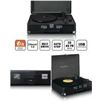 Lenco Platine Vinyle - - TT-115BK - Bluetooth 5.0 - 3 Vitesses - Enceintes Intégrées