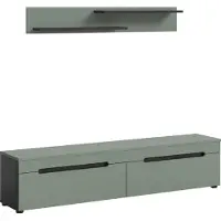 Ebuy24 Canu meuble tV 2 portes battantes vert poussiéreux, gris foncé.