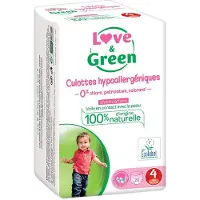 Love & Green Love And Green  20 Couches Culottes Hypoallergéniques Écologiques - Taille 4 (8 À 15 Kg)