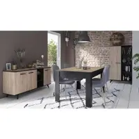 Demeyere WAYNE Ensemble séjour Enfilade Table haute Vitrine - Décor chene brossé