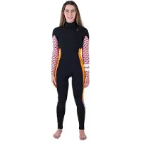 Hurley Plus Printed 4/3 Mm Woman Long Sleeve Chest Zip Neoprene Suit Orange 10 Femme