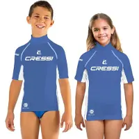 Cressi Spa Junior 2024 Short Sleeve Rash Guard Bleu XL Enfants