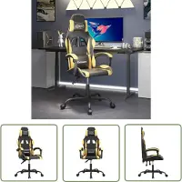 The Living Store Chaise de jeu Noir et Or Similicuir