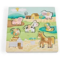 Eurekakids Friends Wooden Musical Nesting Puzzle-farm Jaune Enfants