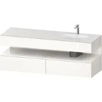 Duravit Collection One lavabo à encastrer avec meuble sous-vasque en console, 1600x550x600mm, niche blanc ultra-brillant, vasque à droite, QA4796022220010