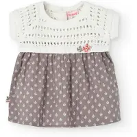 Boboli Knitwear Combined Short Sleeve Dress Blanc,Gris 9 Months Fille