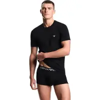 Emporio Armani pour homme. EM000379_AF14133 T-shirt d'intérieur coupe ajustée en maille extensible noire (S), Casuel, Homewear, Coton, Manch