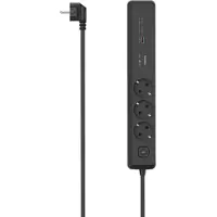 Hama Multiprise, 3 prises, USB-C/A 100W, PD, interrupteur, 1,4 m, nre/grise