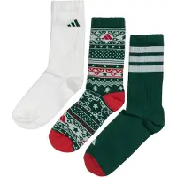 Adidas Chaussettes de sport 'CHRISTMAS GRAPHIC CREW SOCK 3PAIR PACK' émeraude / rouge vif / noir / blanc