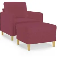 Syfax Fauteuil avec repose-pied Rouge bordeaux 60 cm Tissu