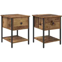 vidaXL Table de chevet avec tiroir 2 pcs Bois ancien 34 x 35,5 x 45 cm