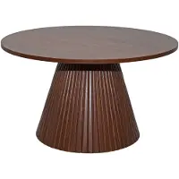 Oviala Table basse ronde 80 cm moderne effet bois foncé - Lesly