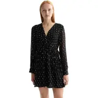 Scotch & Soda Draped Front Long Sleeve Short Dress Noir 42 Femme