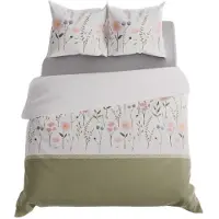 MARKIZETA HOME Literie, satin de coton, de haute qualité 200x220 Fable vert, fleurs