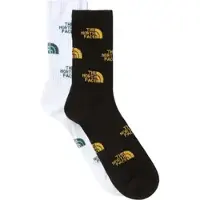The North Face - Chaussettes mi-hautes - Everyday Crew Sock Logo 2P TNF Blk Smt Gold TNF Wht Hntr Grn en Coton - Taille 44-46 - Noir