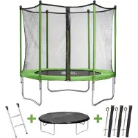 HABITAT ET JARDIN Trampoline "Yoopi 2" - Ø 1.80 m - avec filet + échelle + couverture + kit d'ancrage