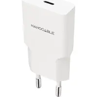 Nanocable Chargeur USB-C 30W - Nano Cable - Charge rapide - Blanc - 81x36x15 mm - Compatible iPhone, Samsung, Xiaomi