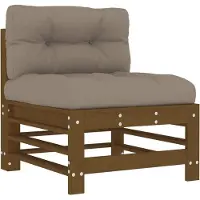 Syfax Canapé central avec coussins marron miel bois de pin solide