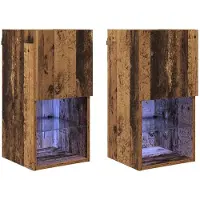 vidaXL Meubles TV à fixer au mur, lot de 2, en bois vieilli et en panneaux de particules