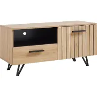 En.casa Armoire TV 'Noppen' avec tiroir et porte 100 x 38 x 49 cm imitation chêne