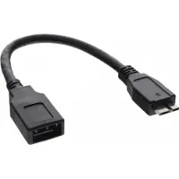 InLine 31609 Câble adaptateur Micro-USB 3.0 OTG, Micro-B mâle à USB A femelle, 0,15m