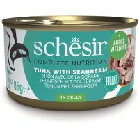 Schesir Lot économique : 24x85g Complete Nutrition Filet en gelée thon avec dorade nourriture humide pour chat