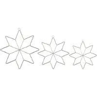 Idena Cristal étoiles avec LED blanc chaud métal Ø15, 17, 20cm 3 pièces