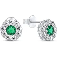 Brilio Silver - Impressionnantes boucles d'oreilles en argent avec zircons Fleurs EA331WG, (Argent)
