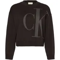 Calvin Klein Jeans Pull LONG SLEEVE SMOOTH COTTON femmes - Noir - EU L